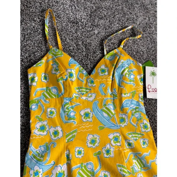 Lilly Pulitzer Sleeveless Mini‎ Dress V-Neck Monkey Print Yellow Size 4 NWT - Picture 3 of 12